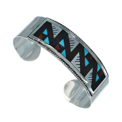 Genuine Sterling Silver Multicolor Navajo Cuff Bracelet NN20148